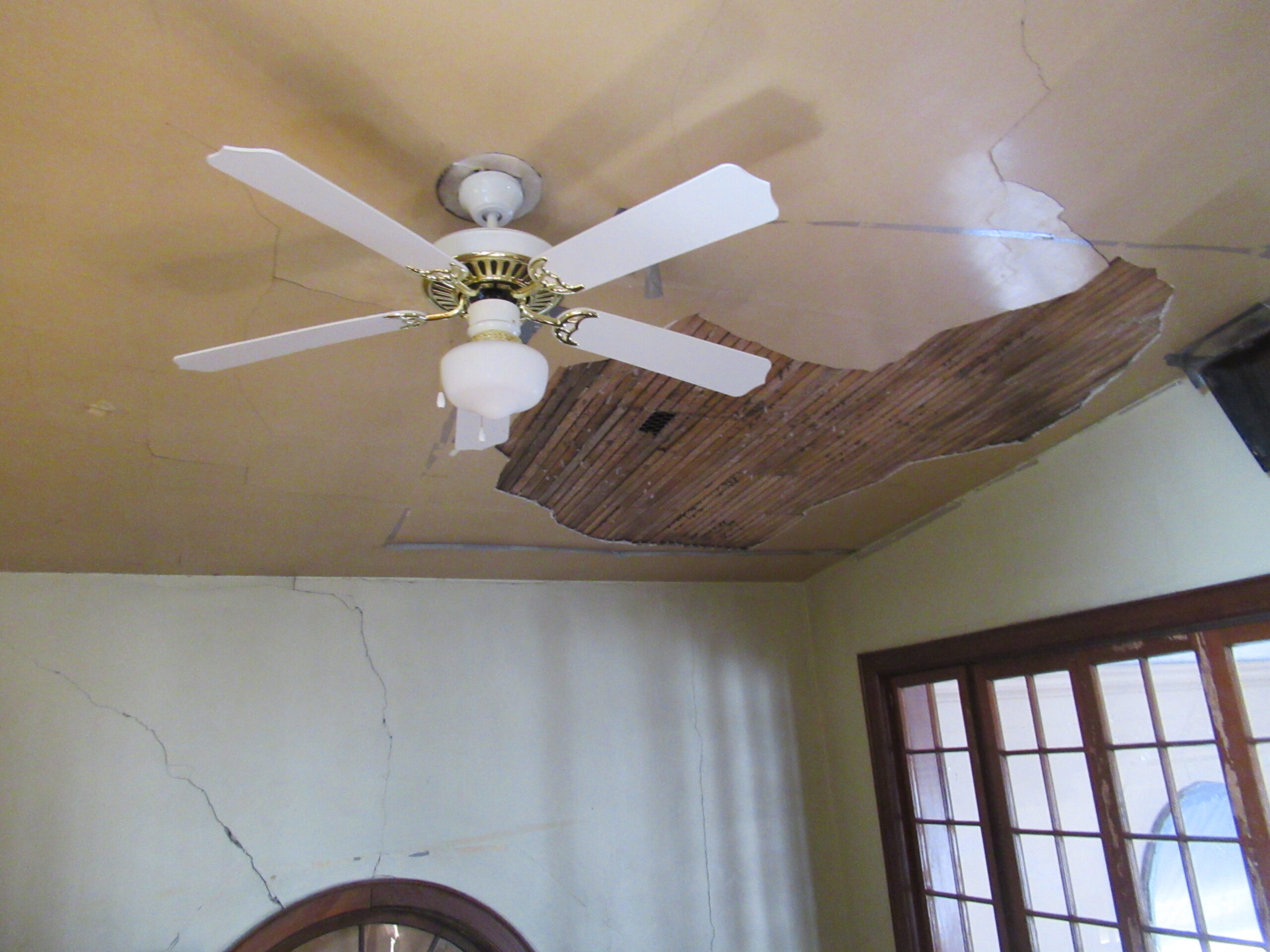 Ceiling before repair, Centennial Fine Arts Center 